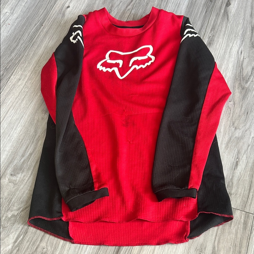 Kids Fox Racing Red & Black MX Jersey with White Logo
